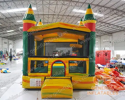 Mini bounce house with basketball hoop