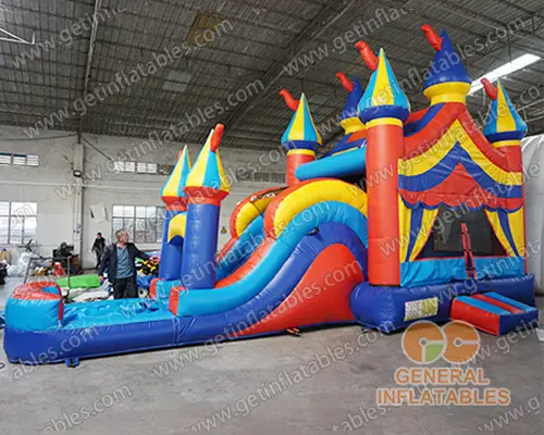 Inflatable castle combo with slide wet/dry