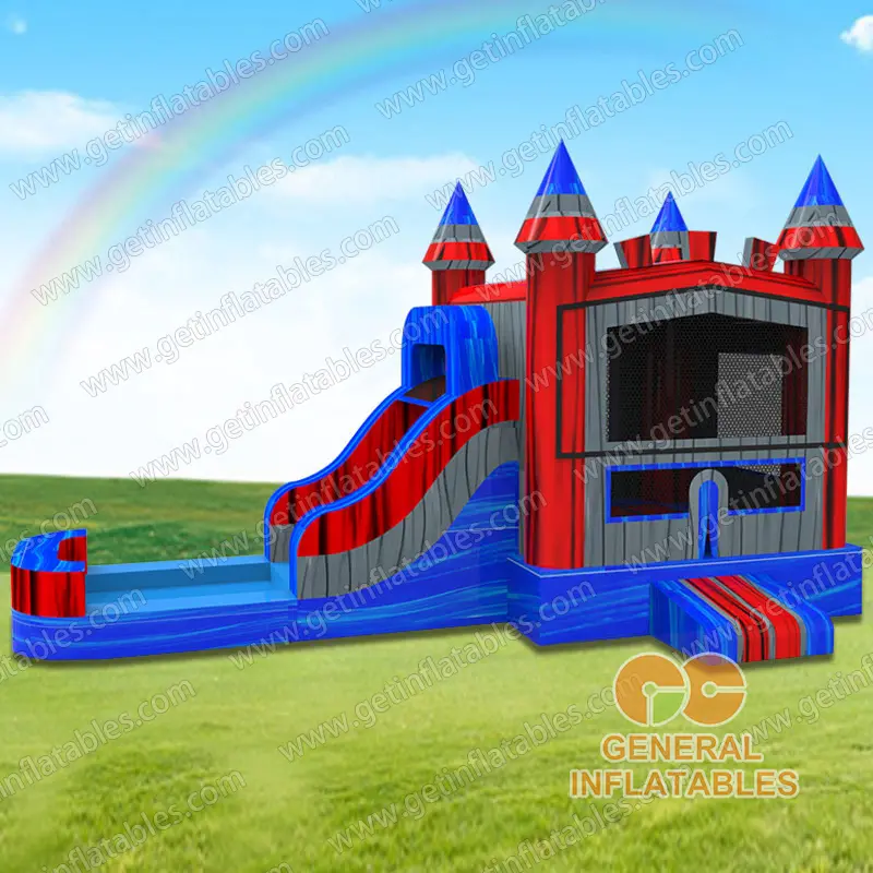 Marble castle inflatable combo wet and dry