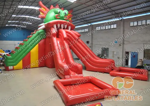 Dragon slide with pool