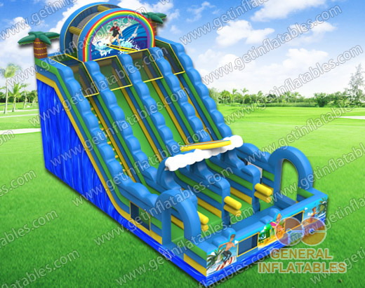 Surf 3 lanes water slide with pool