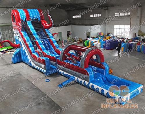 Inflatable octopus water slide n slip with pool