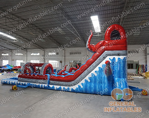 Inflatable octopus water slide n slip with pool