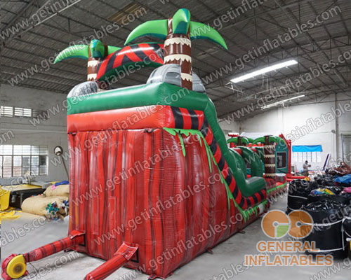 Inflatable palm tree water slide n slip with pool