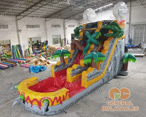 Inflatable volcano water slide