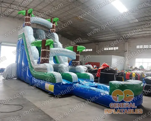 Jungle trees water slide with pool