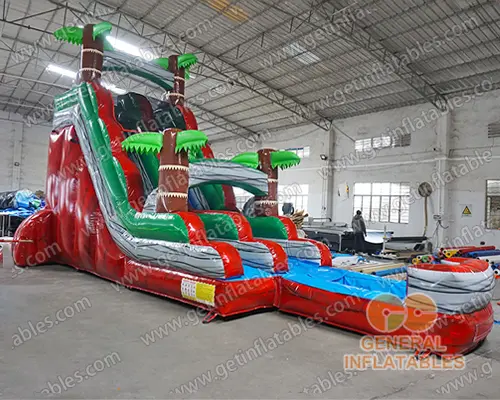 Jungle water slide with removable pool